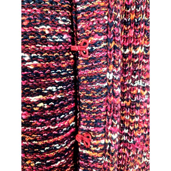 J.Jill NWT Large Tweed Cardigan Sweater Multicolor Cranberry Fringe Boho #778 - Picture 7 of 8